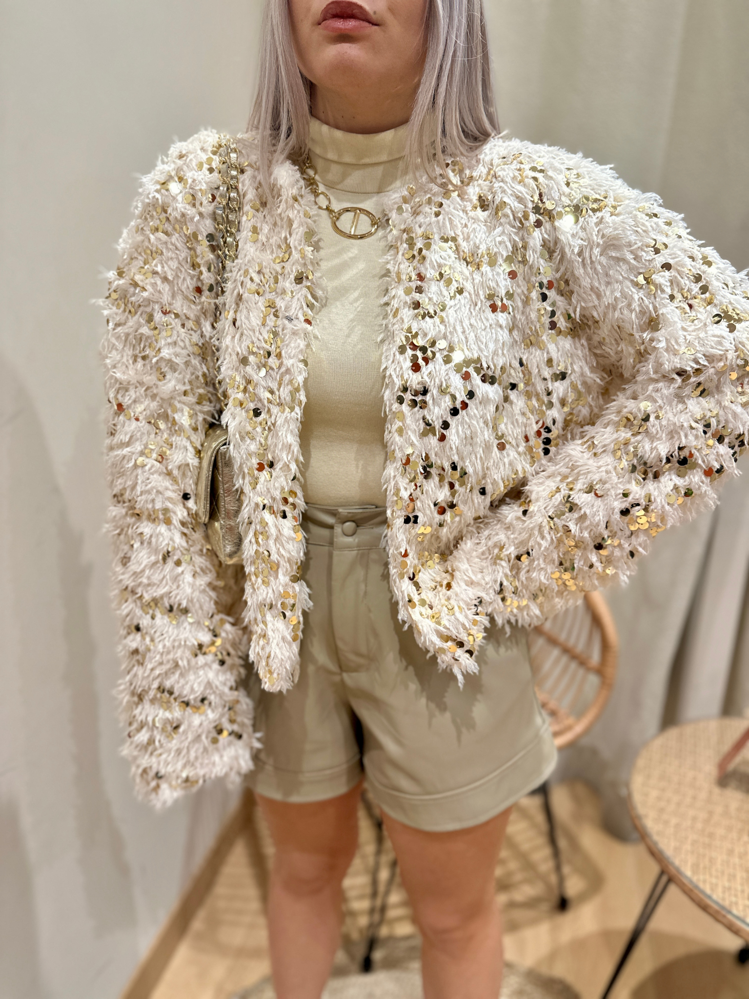 Gilet à plumes et sequins OPERA
