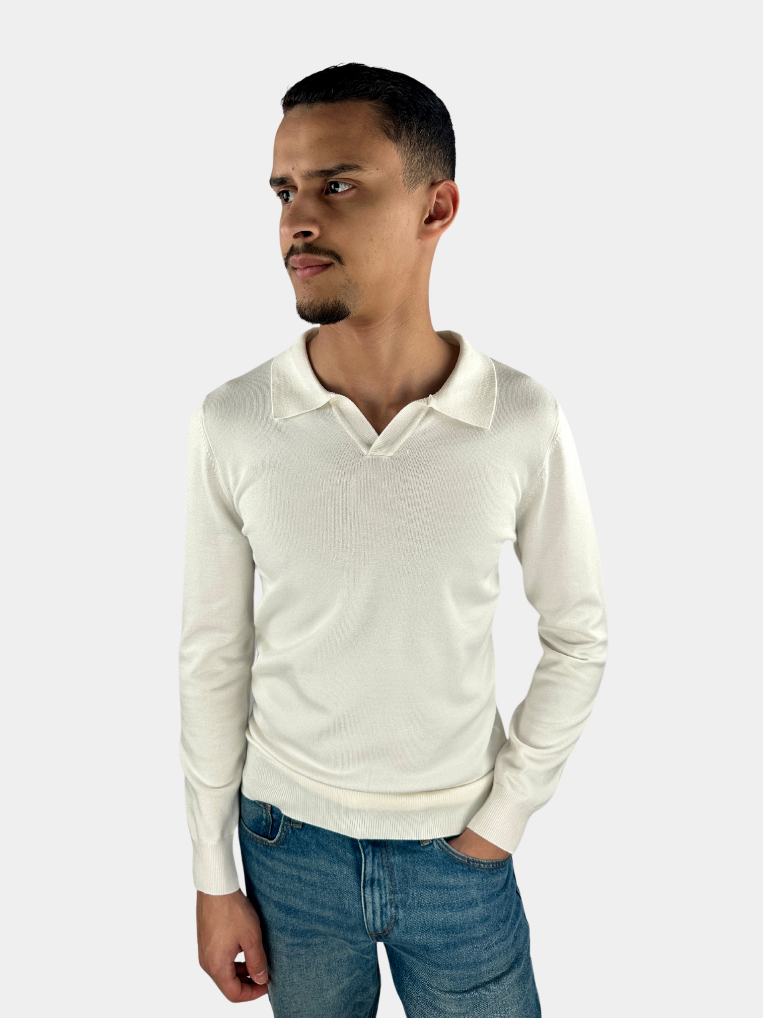 Pull fin à col chemise GASTON