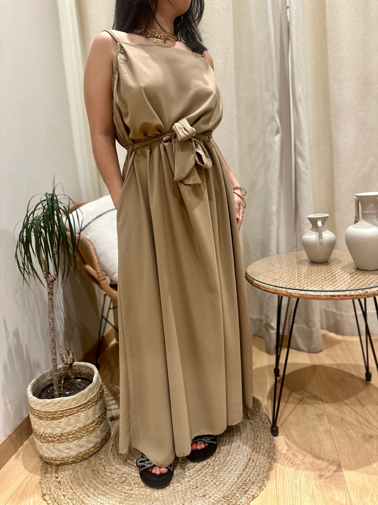 Robe longue à dos drapé LILA